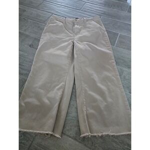 Judy Blue Tan Wide Leg Capri AnkleRaw Hem Stretch Pants 15/32 Khaki Garment Dyed